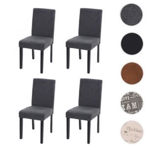 Mendler 4x chaise de salle à manger chaise de cuisine Littau ~ textile, gris anthracite, pieds foncés
