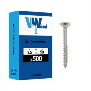 VisWood Vis à bois tête fraisée torx zingué blanc tête fraisée (tf) torx (x) acier zingué blanc fp 3.5 mm 50/30 mm 1 boîte(s) de 500 pièce(s) bois, bois dur,