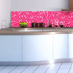 Ambiance-sticker - Sticker Mural Carrelage adhésif Cuisine Salle de Bain - 9 stickers carrelages azulejos mosaïques nuance de rose - 9stickers10x10cm
