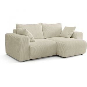 Canap&eacute; fixe 3 places SFERA - tissu c&ocirc;tel&eacute; cr&egrave;me 240 x 100 x 80 cm