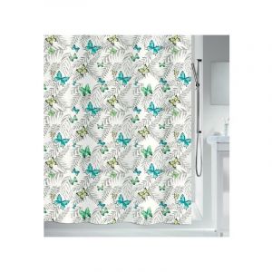 Image de Spirella Rideau de douche Polyester PAPILLONS 180x180cm Vert - Vert