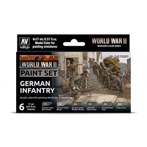 Image de Vallejo Ensemble de Couleurs, Infanterie Allemande, WWII Kit de modélisme, VAL70206, coloré, 17 ML (Lot de 6)