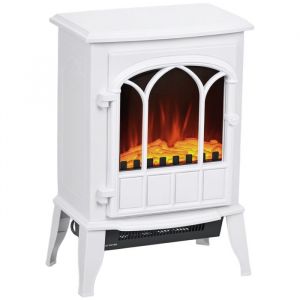 Homcom Cheminée électrique sur pied - 1000/2000 W - effet flamme LED - métal et plastique - 39 x 23 x 565 cm - blanc