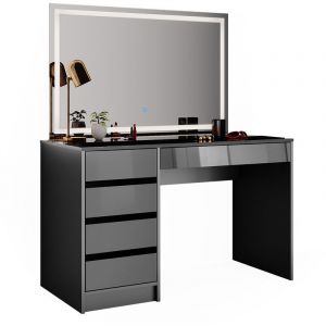 Image de Vicco - Coiffeuse "Sherry anthracite haute brillance avec miroir led