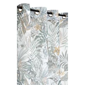 Atout Ciel Rideau Voilage Imprimé Tropical, à œillets 140x240cm prêt à Poser, Kaki