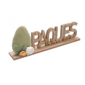 CENTRE DE TABLE P&Acirc;QUES BOIS VELOURS 30X5X13CM VERT Neuf