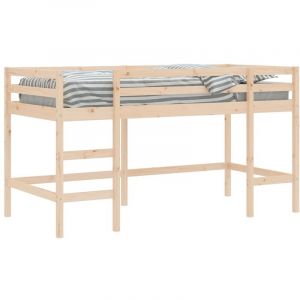 VidaXL Lit mezzanine enfants échelle 90x200 cm bois pin massif 781718 - Brun