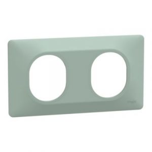 Schneider Electric Plaque de finition 2 postes Ovalis S320704A coloris sauge l.158 x P.10 x H.87 mm