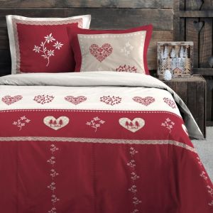 Parure housse de couette Modane rouge 240 x 220 cm – 100 % coton