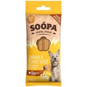 Soopa Dental b&acirc;tonnets &agrave; m&acirc;cher banana et beurre d'arachide pour chien Par 3 unit&eacute;s