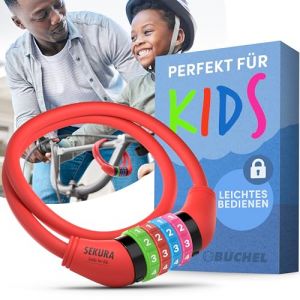 B&uuml;chel Antivol v&eacute;lo enfants I Color&eacute; et sans cl&eacute; I Antivol &agrave; combinaison v&eacute;lo, accessoires v&eacute;lo enfants, antivol v&eacute;lo enfants accessoires v&eacute;lo enfants