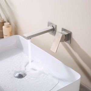 Mitigeur de lavabo encastré nickel brossé Inox S304 série Thunder