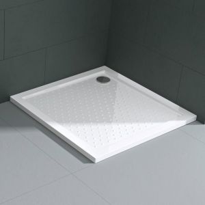 Mai & Mai receveur de douche bac &agrave; douche 90x90x4cm en acrylique blanc anti-glisse carr&eacute; extra plat avec bonde Lucia01AR+A1