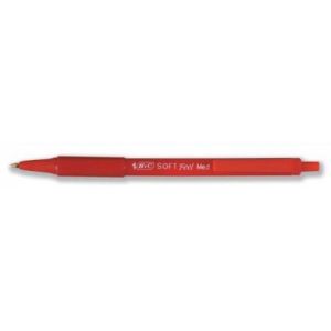 Bic 837399 - Stylo à bille rétractable Soft Feel, pointe M, encre rouge