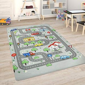 Paco Home - Tapis Chambre Enfant Tapis De Jeux Tapis Bébé Tapis Enfant Route Tapis De Jeux 80x150 cm, Gris