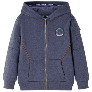 VidaXL Sweat-Shirt À Capuche Fermeture Éclair Enfants Bleu Foncé Mélangé 104