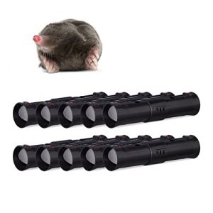 Relaxdays Lot de 10 pièges à taupes réglables en longueur avec ouvertures de contrôle pour animaux Plastique Noir