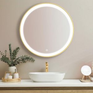 Miroir salle de bain LOMAZOO Miami avec LED 70 cm doré rond