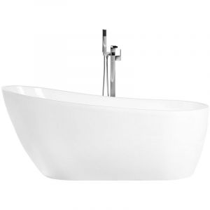 Beliani Baignoire îlot ovale blanche 170 cm SOLARTE