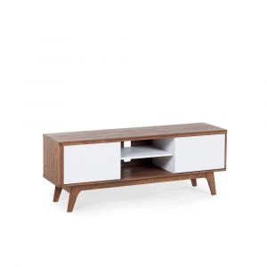 Beliani Meuble TV blanc en noyer ROCHESTER - marron