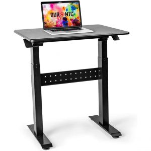 Image de Duronic TM04F Table de Travail Assis-Debout | Support Ergonomique | Noir | Grande Surface 71 x 56 cm | Hauteur Ajustable 66 – 106 cm