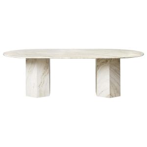 Image de Gubi Table elliptique EPIC DINING TABLE (Neutral White - Travertin)