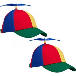 Relaxdays Casquette à hélice, Lot de 2, Adultes et Enfants, 53–57 cm, Carnaval, fête, Chapeau Rigolo, Multicolore