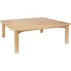 Table basse carrée bois dhévéa placage chêne naturel - 100 x 100 x 35 cm - Solène