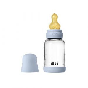 BIBS Baby Glass Bottle Round Latex biberon anti-colique Baby Blue 120 ml