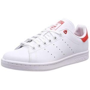 Adidas Stan Smith J G27631, Chaussures de Gymnastique Mixte Enfant, Blanc (Ftwr White/Active Red), 38 EU