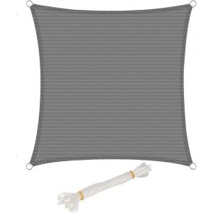 Woltu Voile d’ombrage carré en HDPE protection contre le soleil avec protection UV pour jardin terr e ou camping 3x3m Gris