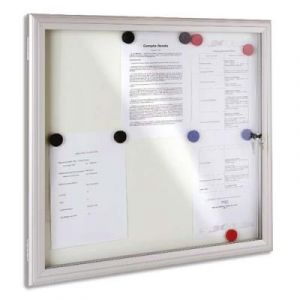 Planorga Vitrine REVERSO 6 Feuilles pour extérieur 69,2x72,8cm - Cadre alu, portes battantes - Coloris gris