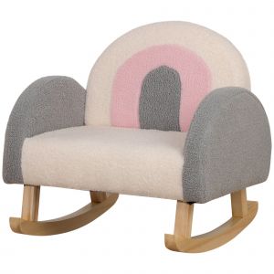Homcom Chaise à bascule pour enfants - Gris - 50 x 45 x 44 cm - Chaise confortable avec rembourrage doux et cadre en bois robuste