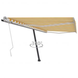 VidaXL Auvent Manuel R¿¿Tractable Sur Pied 400x300 Cm Jaune Et Blanc