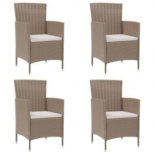 Image de VidaXL Chaises de jardin avec coussins 4 pcs R&eacute;sine tress&eacute;e Beige Beige