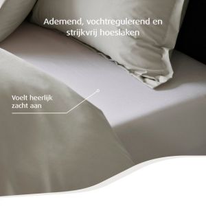 Tempur Home by Topper Fitted Sheet - Blanc - 180 x 200 x 9 cm - Coton égyptien - Drap-housse sans repassage - Convient au sèche-linge