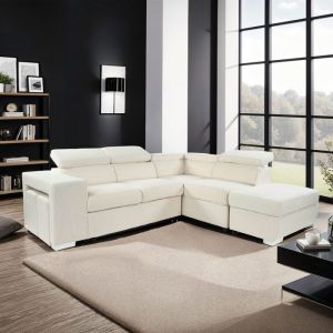 Mes M&s - Canap&eacute; d'angle &agrave; droite convertible 7 places velours beige - sven