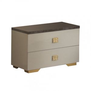 PANACA - Chevet 2 Tiroirs Coloris Crème et Bronze - Altobuy