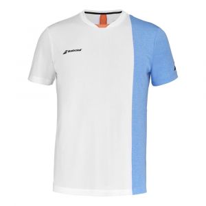 Babolat Play Crew Neck T-shirt Hommes - Blanc, Bleu Clair