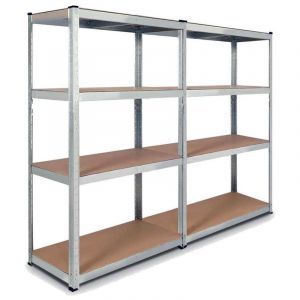 Euro Vanadium - tagère charges lourde 160 x 80 x 30 cm - Charge max 640 kg - Acier galvanisé - lot de 2 - 30 cm - Bois