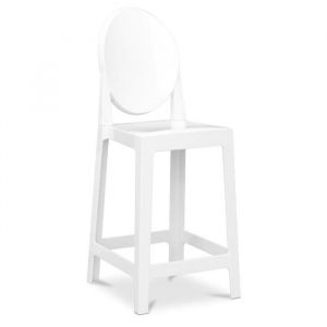 Privatefloor Tabouret de bar avec dossier - Design transparent - 65cm - Victoria Queen Blanc