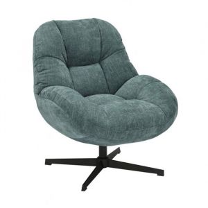 NOAM - Fauteuil Pivotant En Tissu Polyester Vert bleut&eacute;