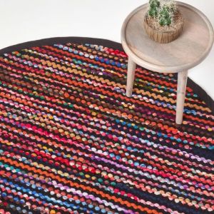 Tapis rond tissé Chindi multicolore - Folk - 150 cm