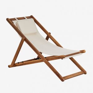 Image de Hamac Pliable avec Coussin en Bois Kardis SKLUM Tapioca Beige