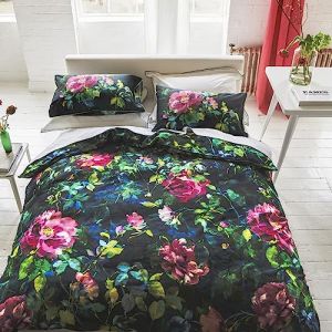 Designers Guild Housse de couette imprimée en satin de coton, Gertrude Rose - Couleur Rose - Taille 200 x 200 cm