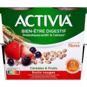 Image de Yaourt Aux Fruits Rouges Et C&eacute;r&eacute;ales Bifidus Activia - Les 4 Pots De 115g