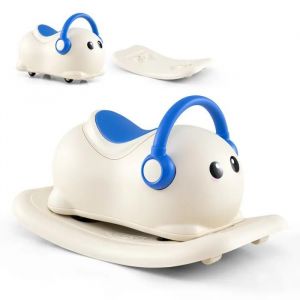 COSTWAY Cheval &agrave; Bascule pour Tout-petits de 1 &agrave; 3 Ans, Voiture Jouet avec Rangement Cach&eacute;, Roues et Planche d'&Eacute;quilibre Amovible