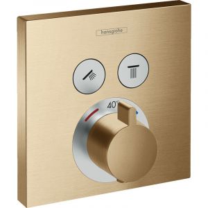 Image de Hansgrohe Set de finition pour mitigeur thermostatique encastré avec 2 fonctions, Bronze brossé (15763140)