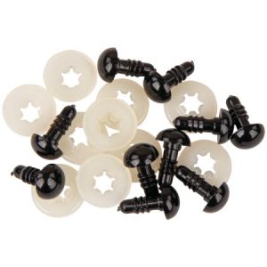 Rayher Yeux de sécurité en plastique - 10 mm - Noir - 10 pcs