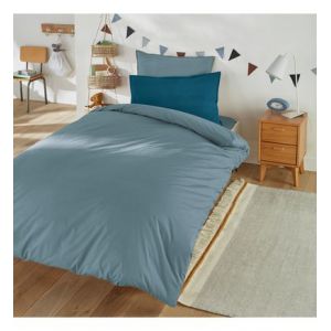 Image de Housse de couette enfant percale coton biologique Bleu